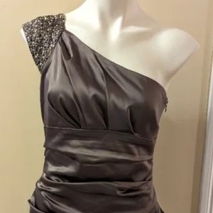 Suzy Chin for Maggy Boutique One Shoulder Satin Rouched Dress